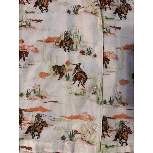 Wrangler Western Desert Rodeo Cowboy Print Button Up Shirt Size Large Women's - Picture 2 of 5